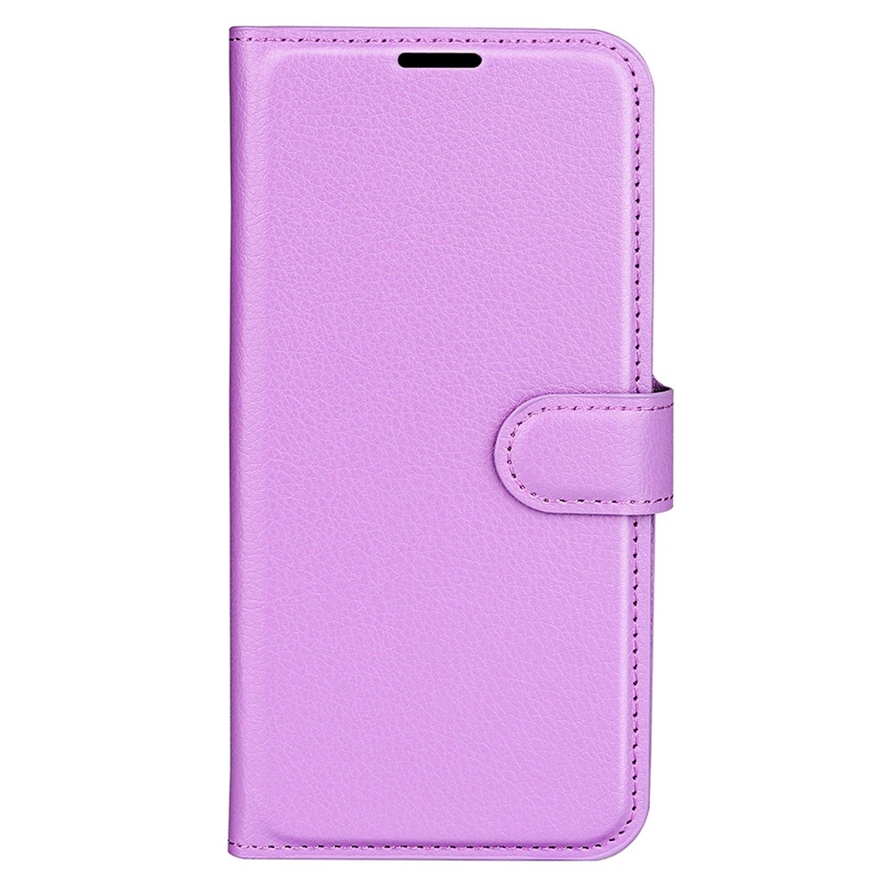 Litchi knížkové pouzdro na iPhone 15 - fialové