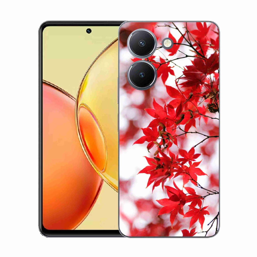 Gelový kryt mmCase na Vivo Y36 - červené listy