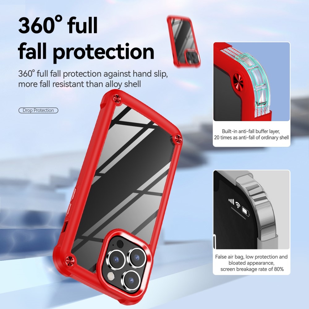 Gelový obal s pevnými zády na iPhone 15 Pro Max - červený
