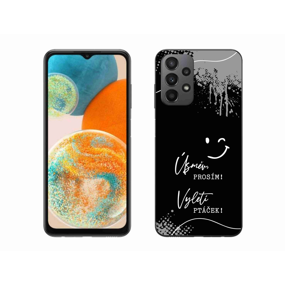 Gelový kryt mmCase na Samsung Galaxy A23 4G/5G - vtipný text 4 černé pozadí