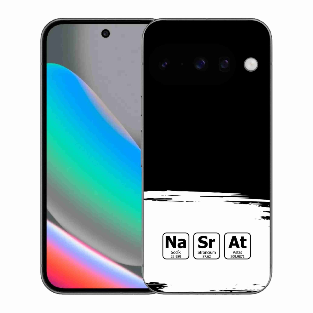 Gelový kryt mmCase na Google Pixel 10 - chemické prvky bíločerné pozadí