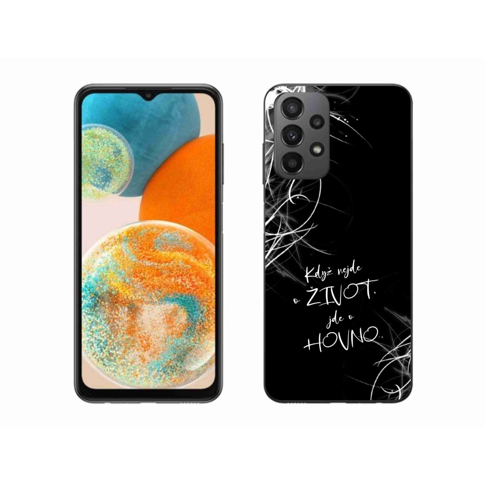 Gelový kryt mmCase na Samsung Galaxy A23 4G/5G - vtipný text 16 černé pozadí