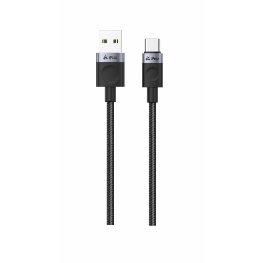 iPEAX Textilní kabel USB-A / USB-C 1,5 m, USB 2.0 - černý