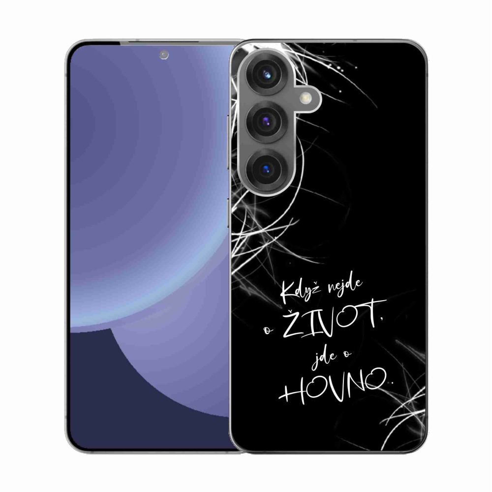 Gelový kryt mmCase na Samsung Galaxy S25 - vtipný text 16 černé pozadí