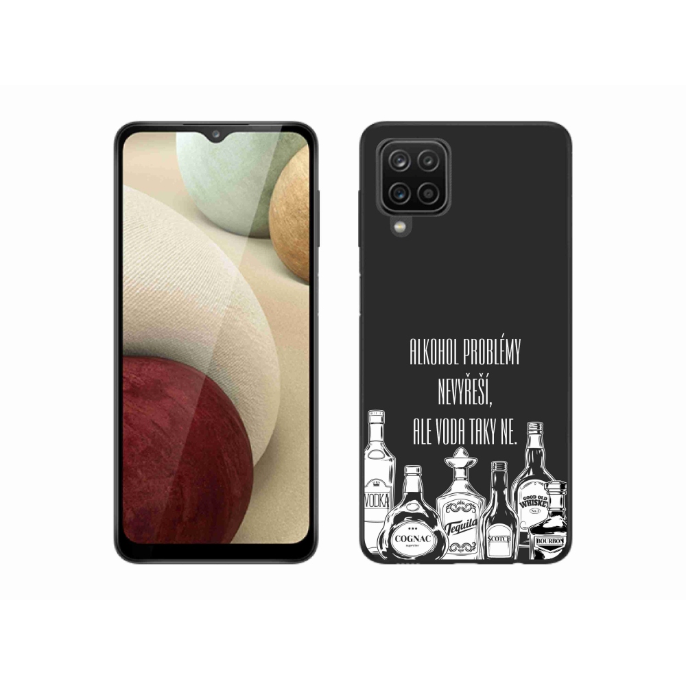 Gelový kryt mmCase na Samsung Galaxy A12 - vtipný text černé pozadí
