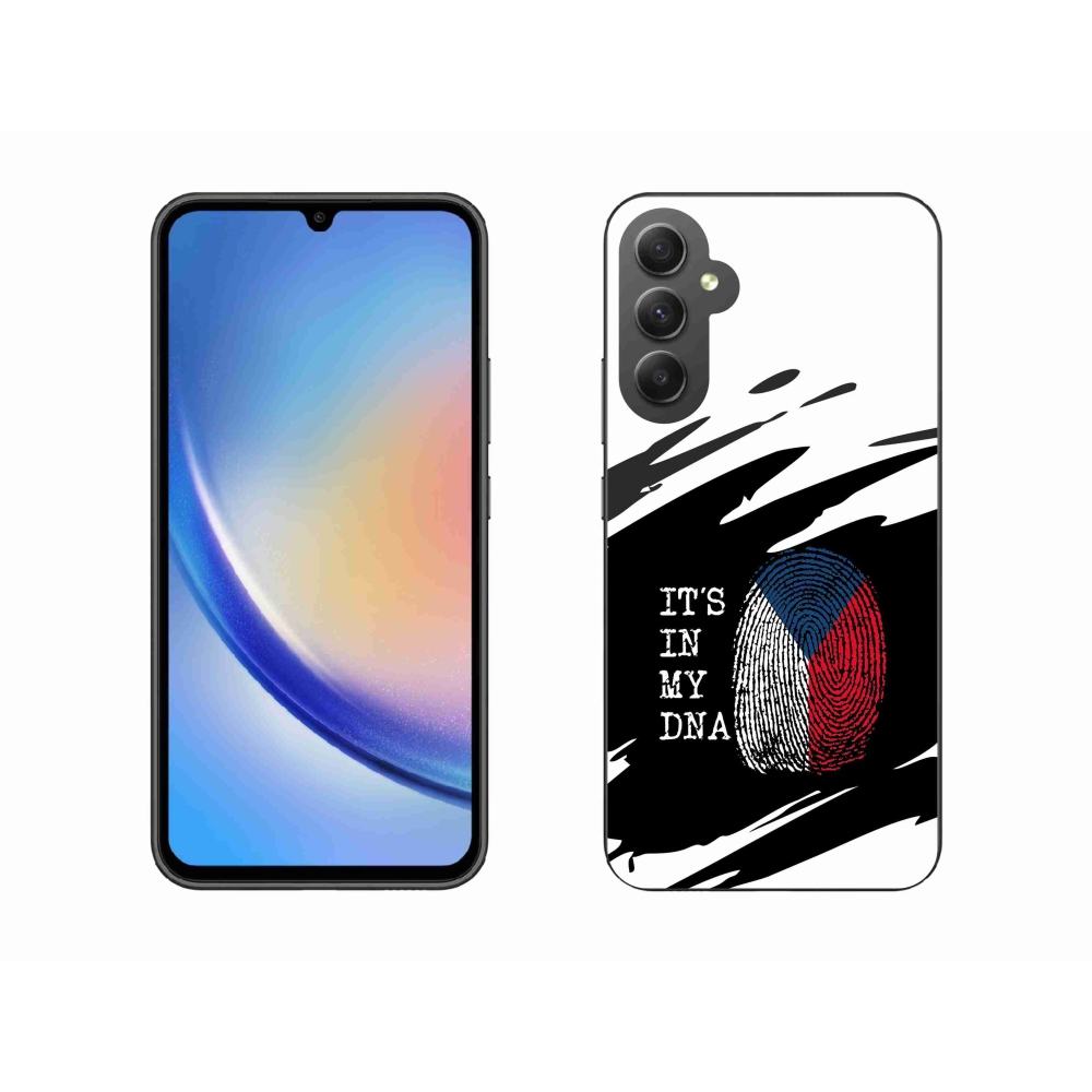 Gelový kryt mmCase na Samsung Galaxy A34 5G - vlajka otisk prstu černobílé pozadí