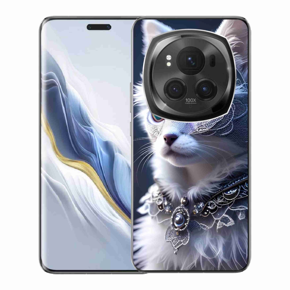 Gelový kryt mmCase na Honor Magic 6 Pro 5G - bílá kočka
