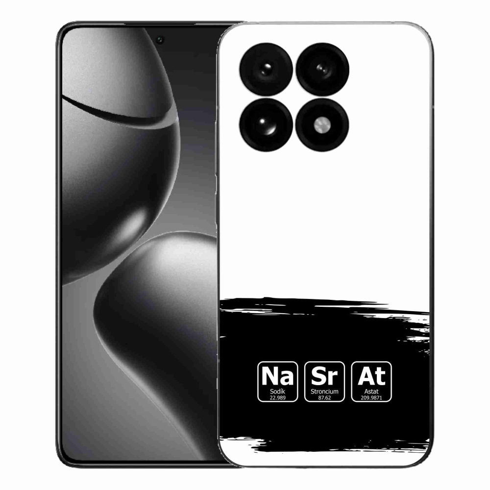 Gelový kryt mmCase na Xiaomi 15T - chemické prvky černobílé pozadí