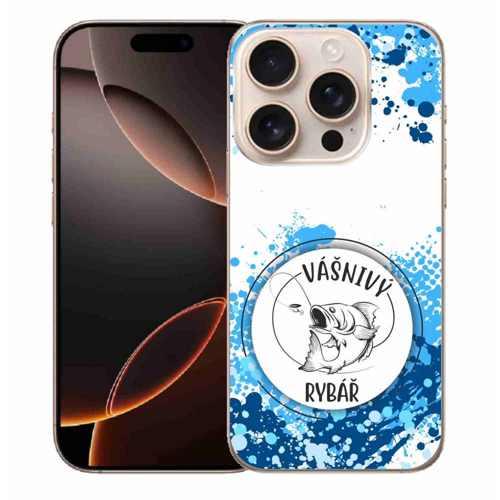 Gelový kryt mmCase na iPhone 16 Pro Max - vášnivý rybář bílé pozadí