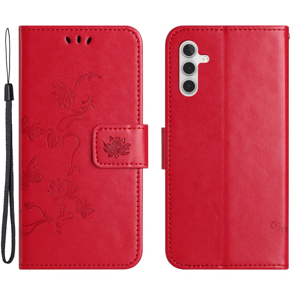 Flower knížkové pouzdro na Samsung Galaxy A35 5G - červené