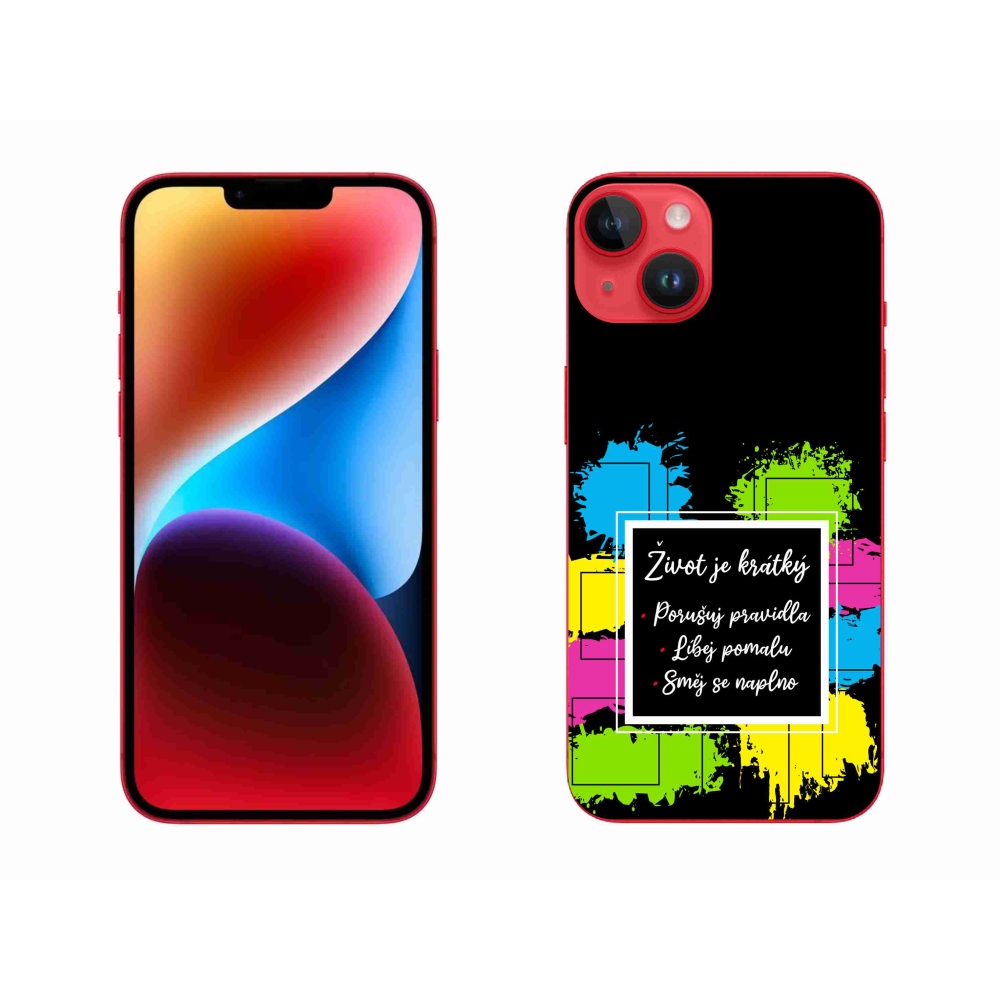 Gelový kryt mmCase na iPhone 14 Plus - citát 5 černé pozadí