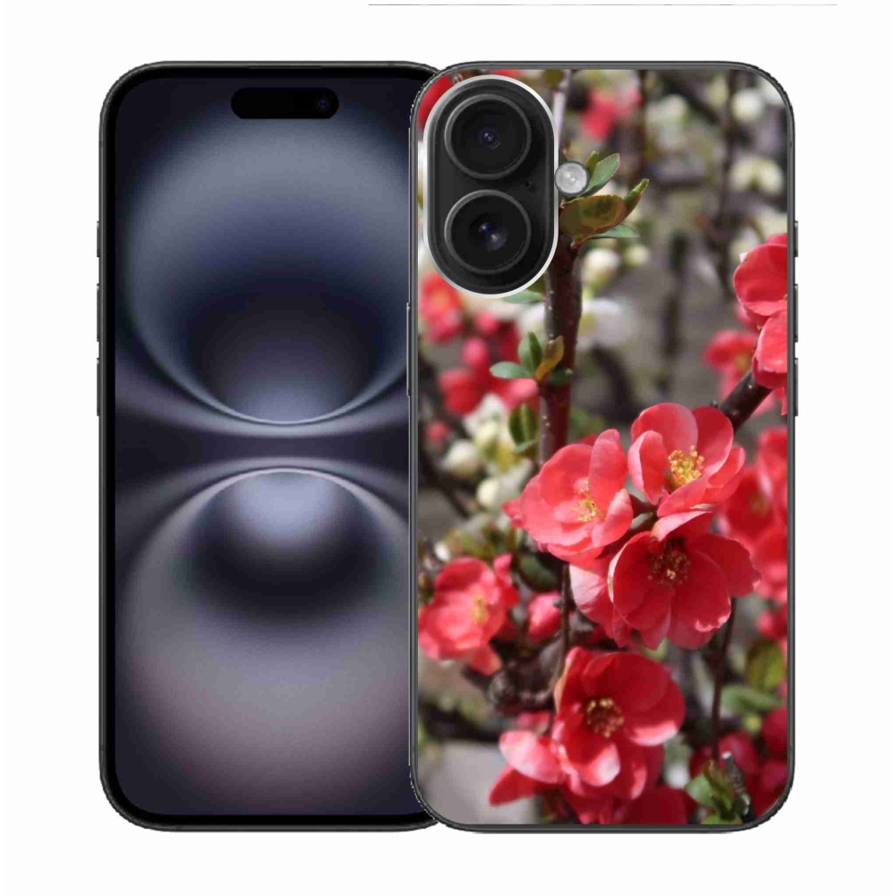 Gelový kryt mmCase na iPhone 16 - červené květy