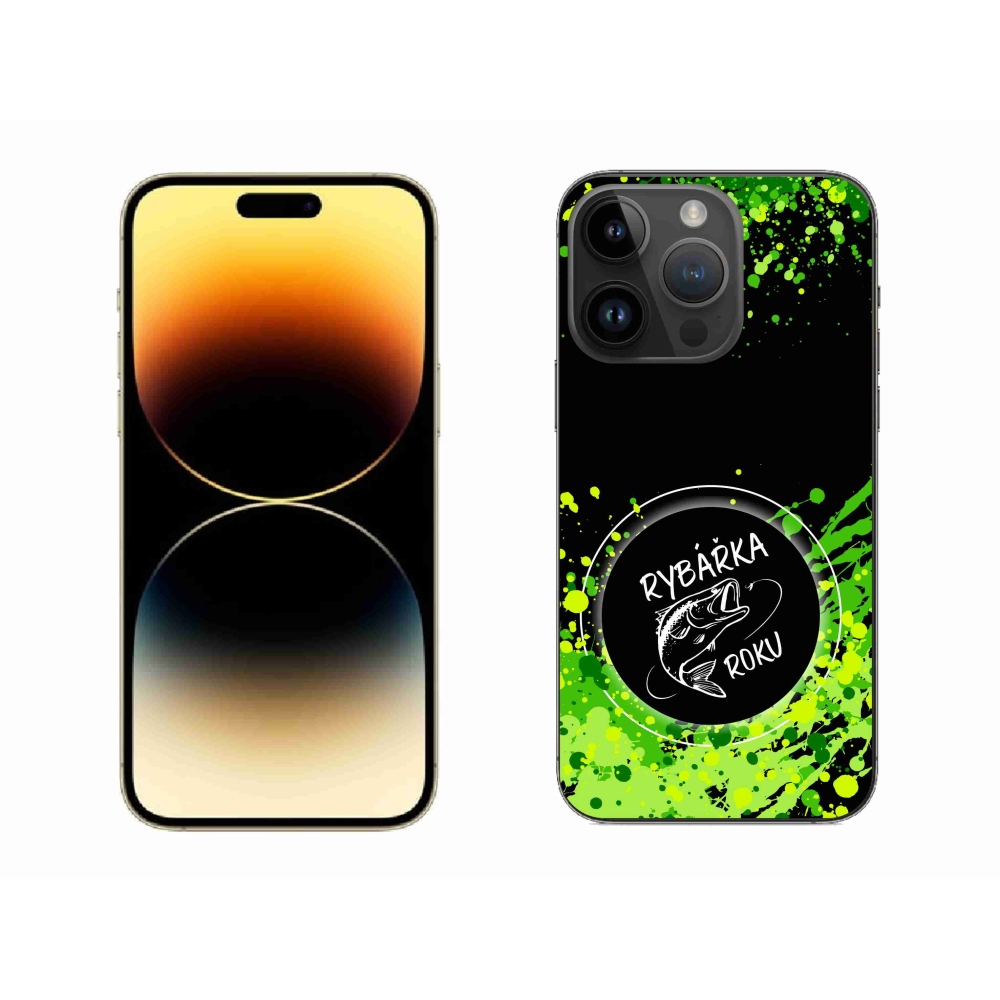 Gelový kryt mmCase na iPhone 14 Pro Max 6.7 - rybářka roku černé pozadí