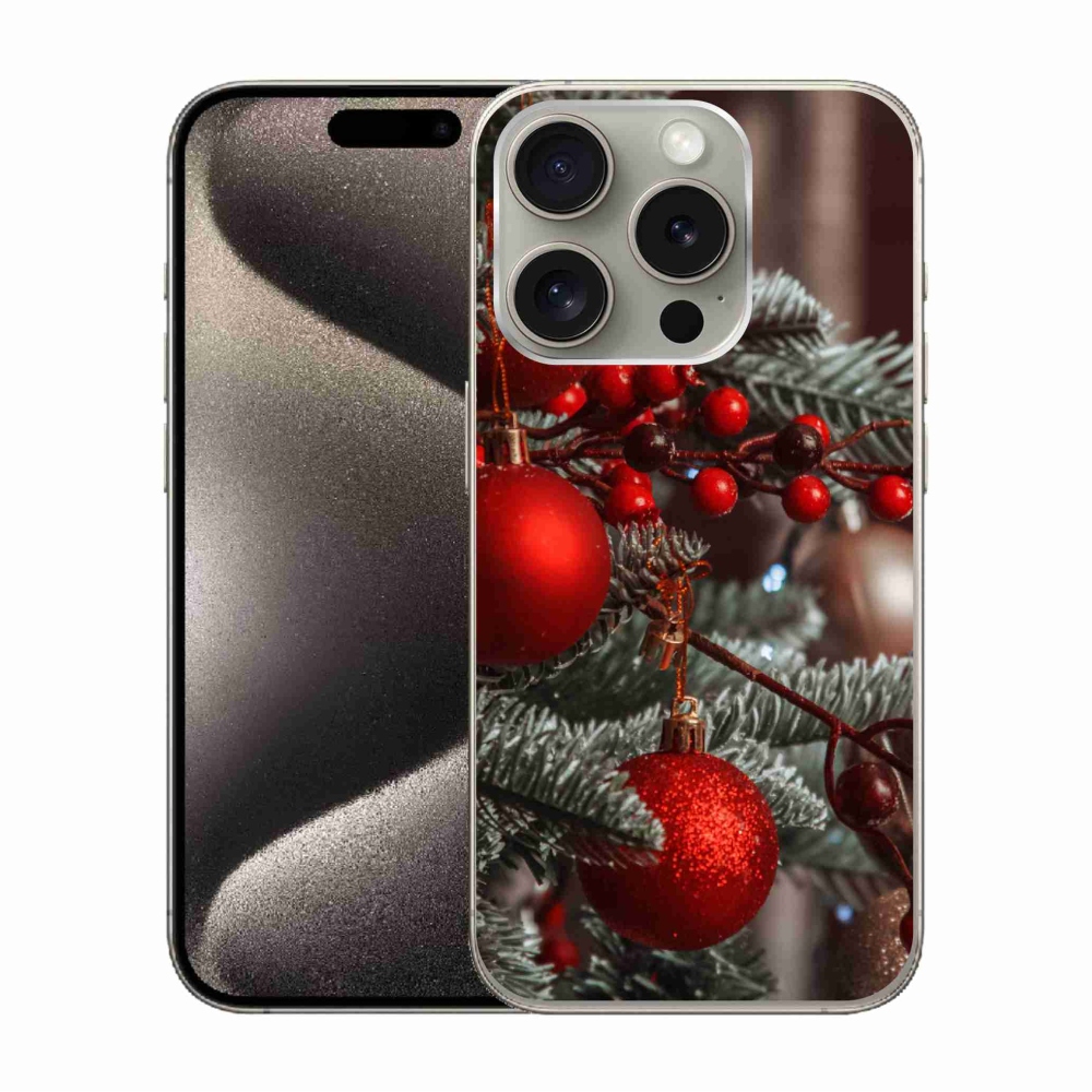 Gelový kryt mmCase na iPhone 15 Pro - vánoční ozdoby 2