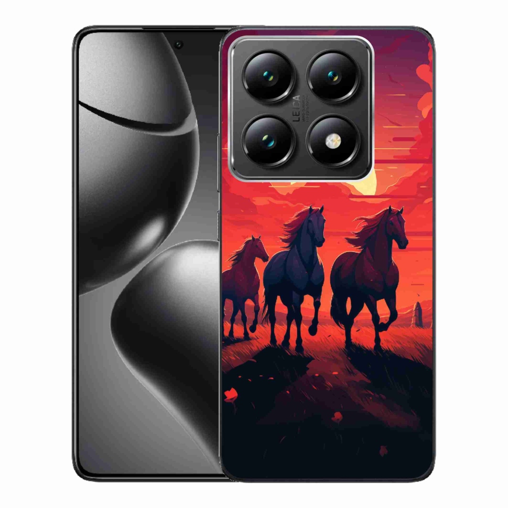 Gelový kryt mmCase na Xiaomi 14T Pro - koně a západ slunce