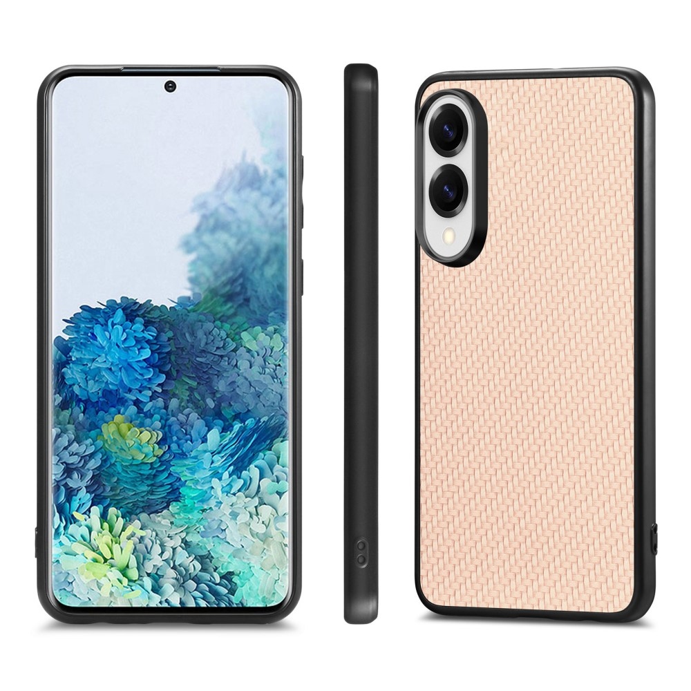 Coat gelový obal s umělou kůží a pevnými zády na Samsung Galaxy S25 Edge - béžový