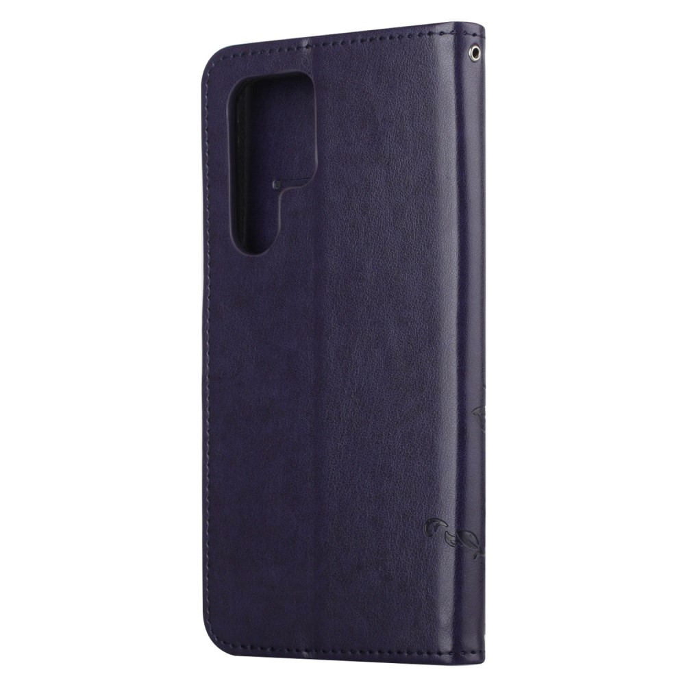 Flower knížkové pouzdro na Samsung Galaxy S24 Ultra - tmavěfialové