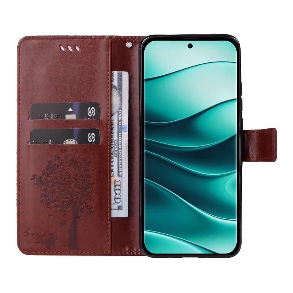 Trees knížkové pouzdro na Xiaomi Redmi Note 14 5G - hnědé