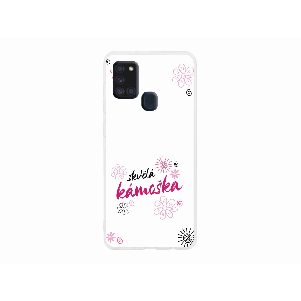 Gelový kryt mmCase na Samsung Galaxy A21s - skvělá kámoška bílé pozadí