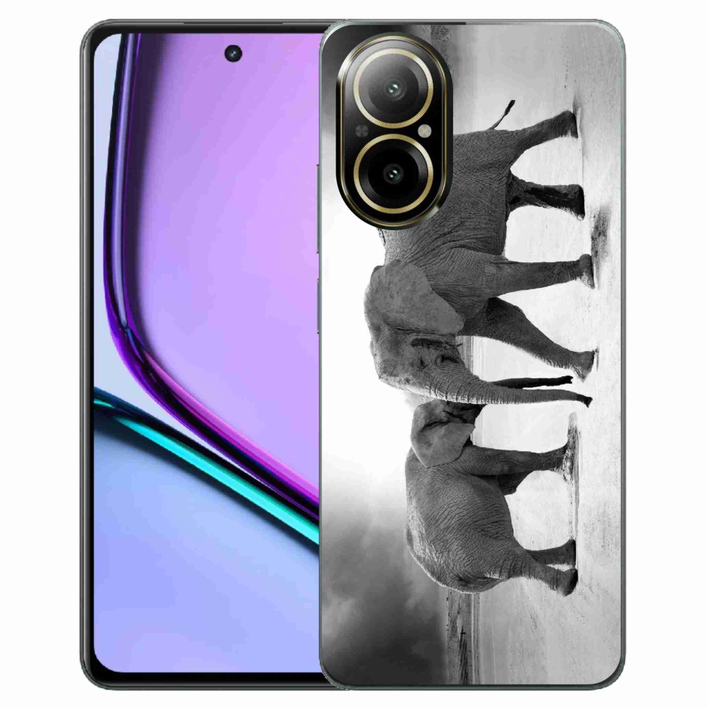 Gelový kryt mmCase na Realme C67 - černobílí sloni
