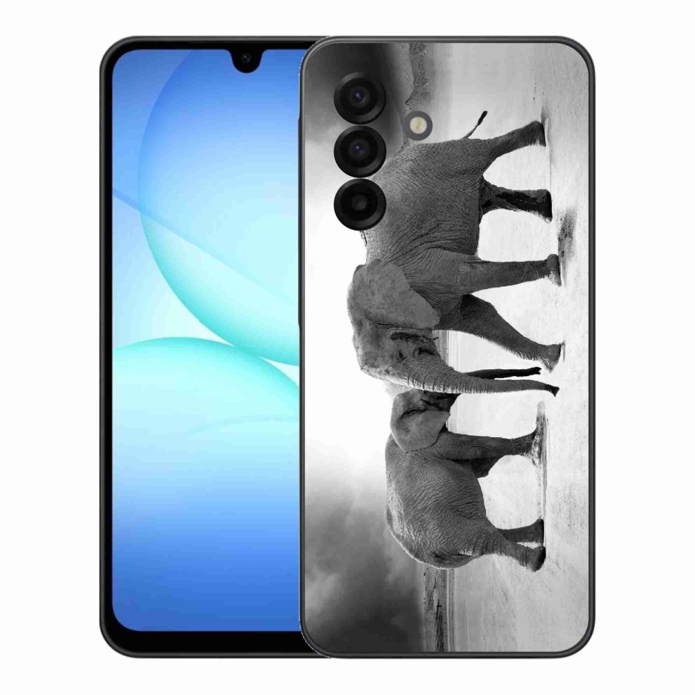 Gelový kryt mmCase na Samsung Galaxy A17 4G/5G - černobílí sloni