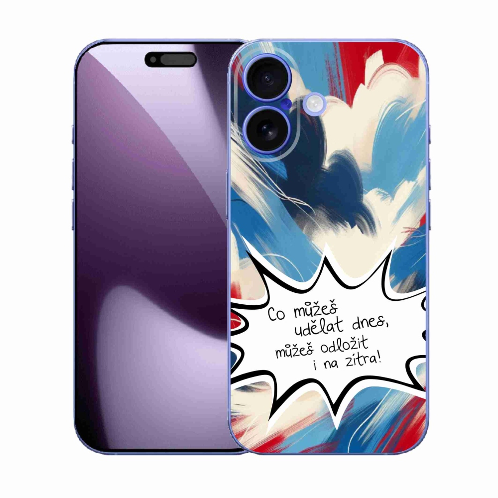 Gelový kryt mmCase na iPhone 17 - vtipný text 9 bílé pozadí
