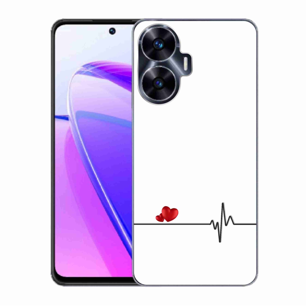 Gelový kryt mmCase na Realme C55 - srdce a tep bílé pozadí