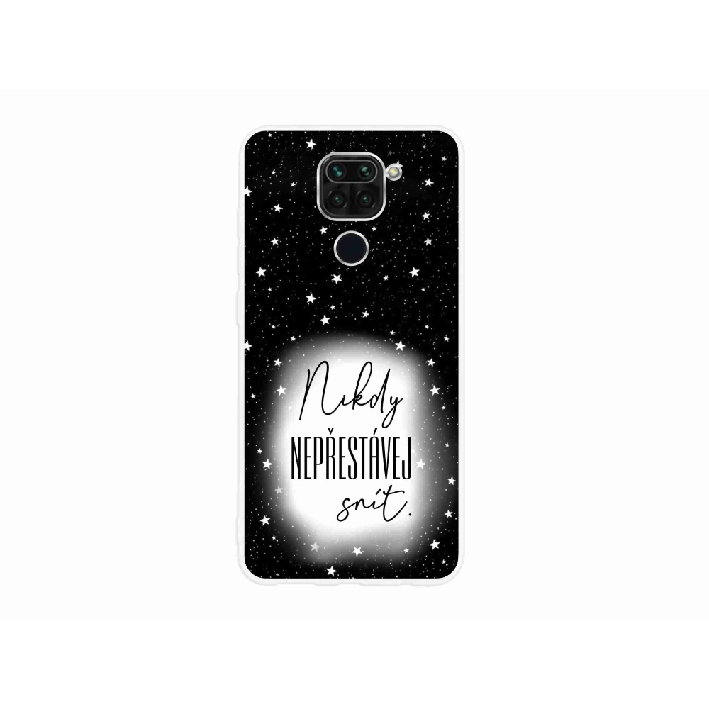 Gelový kryt mmCase na Xiaomi Redmi Note 9 - citát 1 bíločerné pozadí