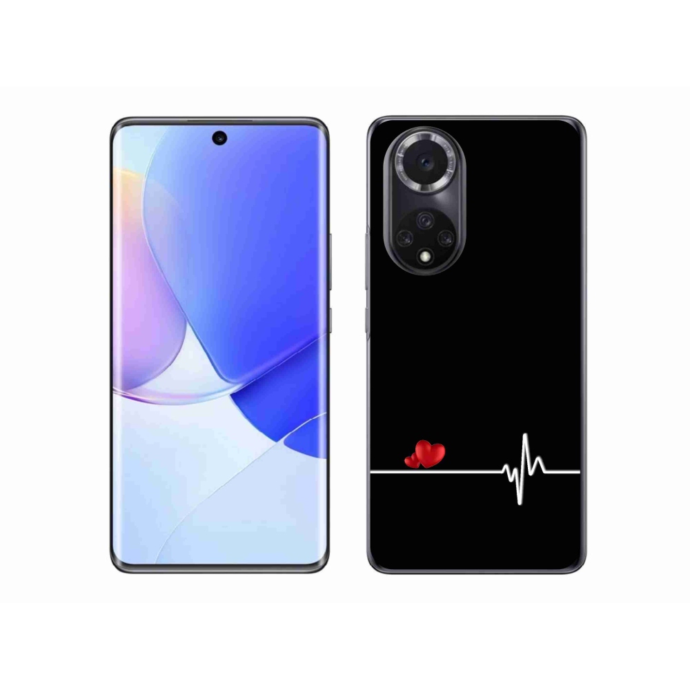 Gelový kryt mmCase na Huawei Nova 9 - srdce a tep černé pozadí