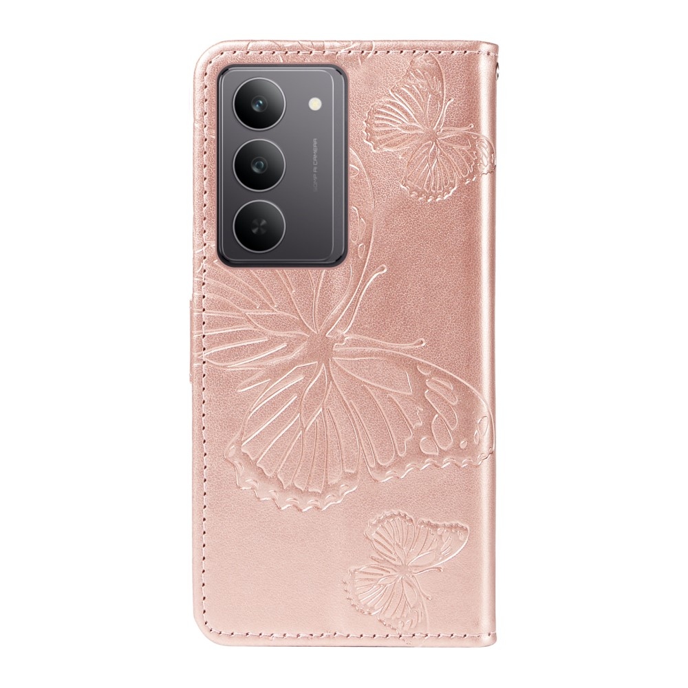 Big Butterfly knížkové pouzdro na Realme C75 - růžovozlaté