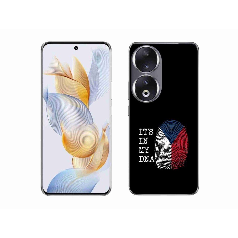 Gelový kryt mmCase na Honor 90 - vlajka otisk prstu černé pozadí
