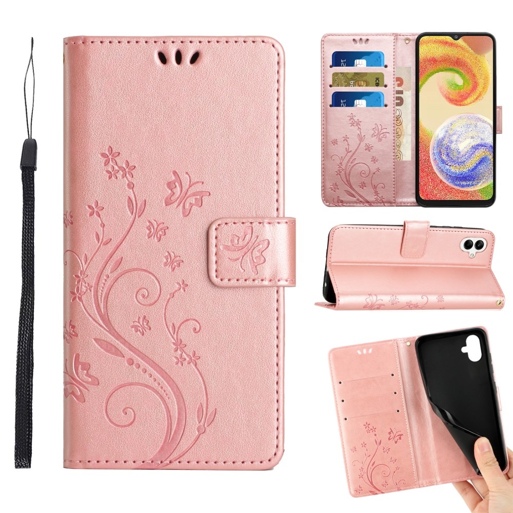 Flowers knížkové pouzdro na Samsung Galaxy A06 4G - růžovozlaté