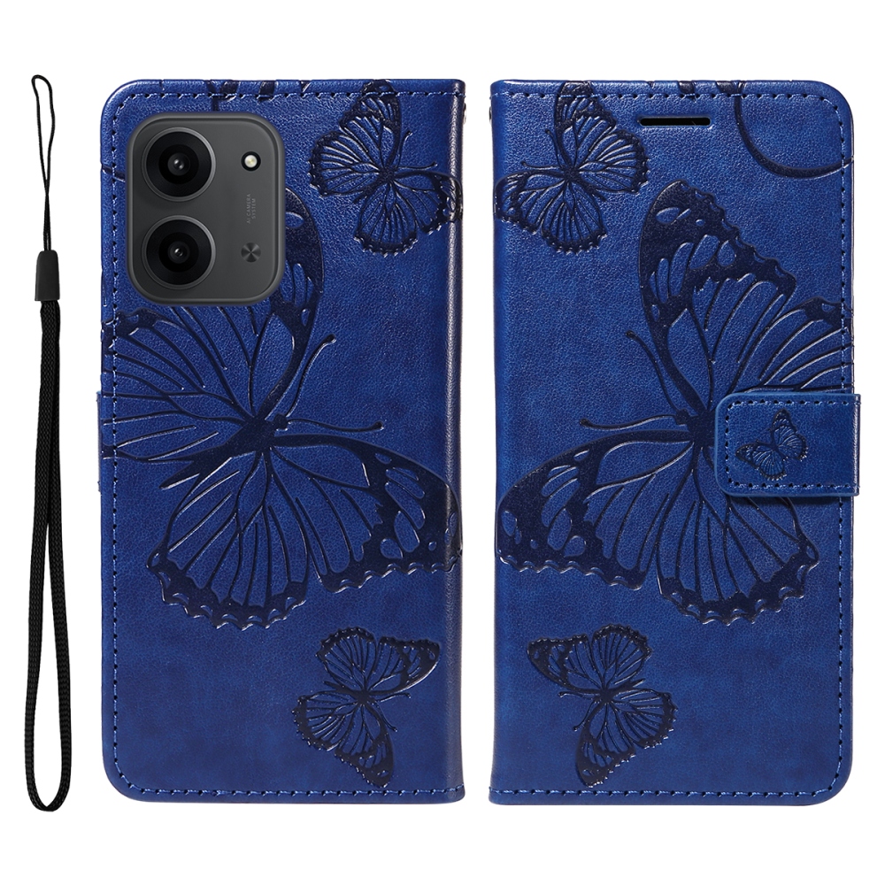 Big Butterfly knížkové pouzdro na Xiaomi Redmi 15C 4G/5G (173mm) - modré