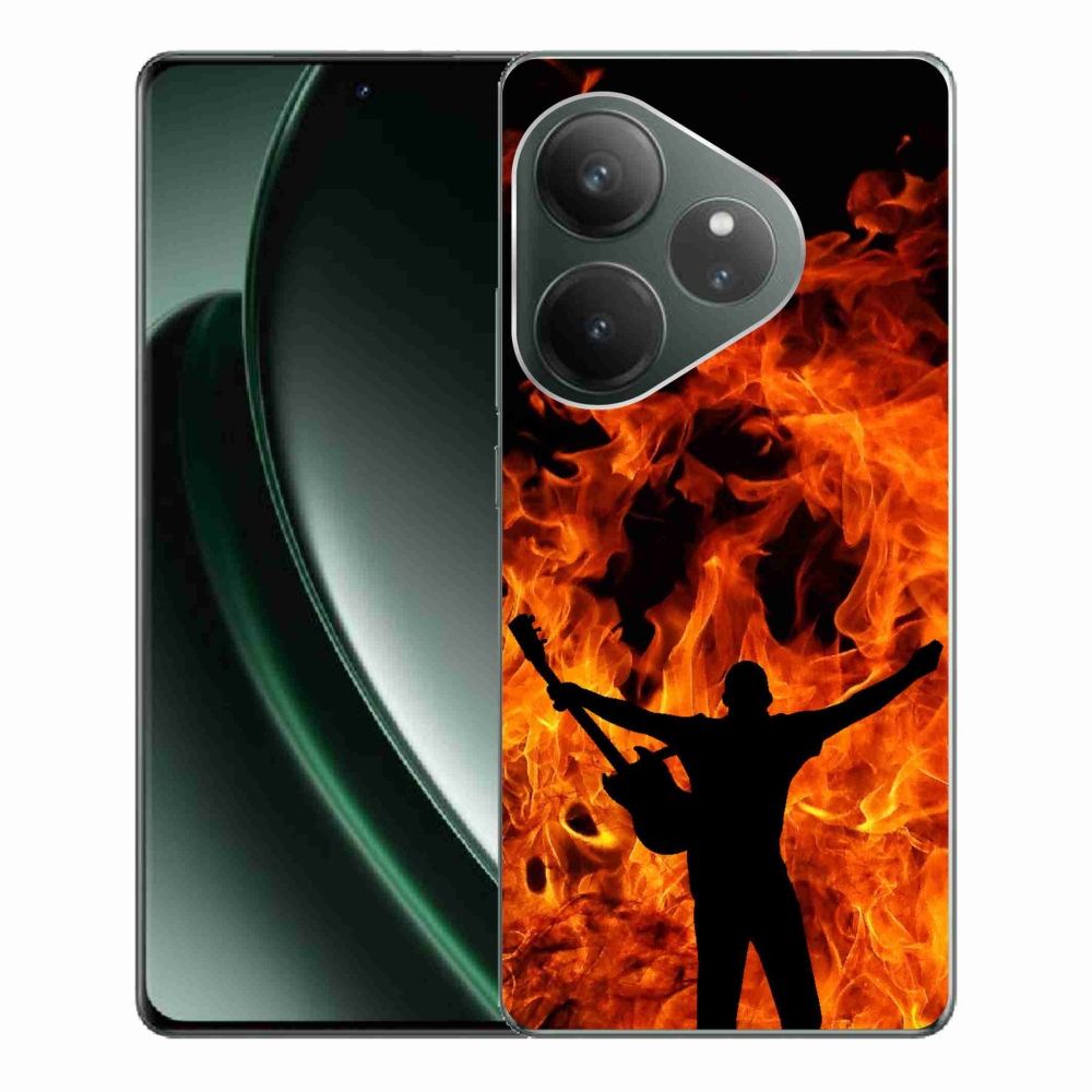 Gelový kryt mmCase na Realme GT 6 5G/GT 6T 5G - muzikant a oheň