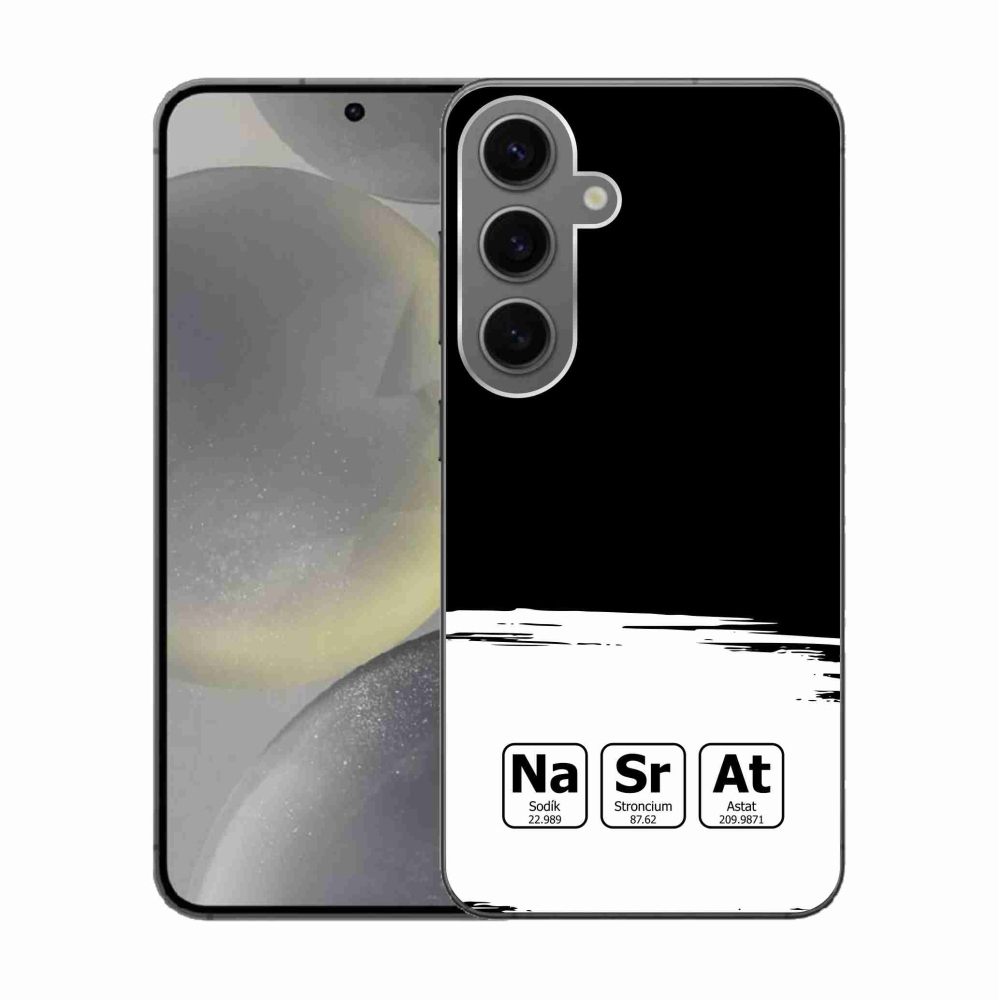Gelový kryt mmCase na Samsung Galaxy S24 - chemické prvky bíločerné pozadí