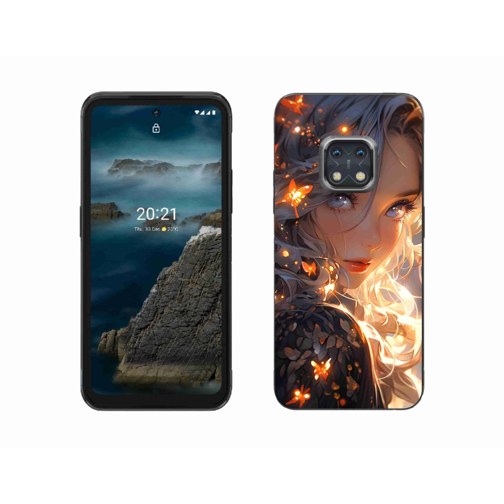 Gelový kryt mmCase na Nokia XR20 - dívka a motýli