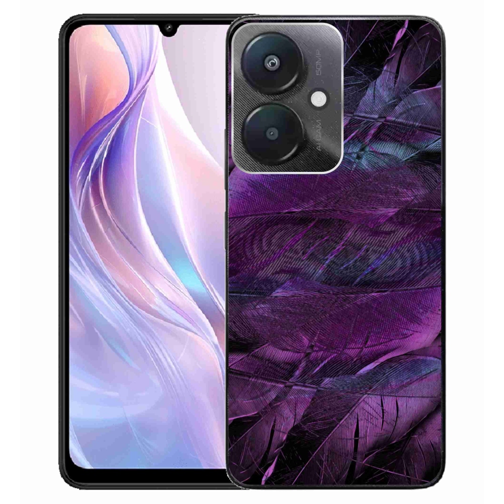 Gelový kryt mmCase na Xiaomi Redmi 13C 5G - fialová pírka