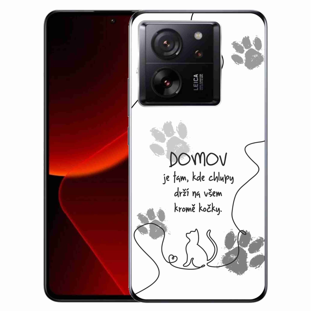 Gelový kryt mmCase na Xiaomi 13T/13T Pro - kočičí motiv bílé pozadí