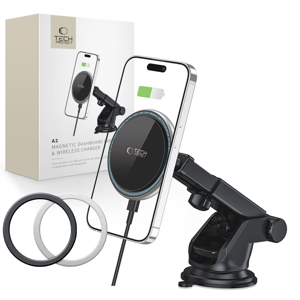 Nabíjecí magnetický držák do auta Tech-Protect A2 Dash s MagSafe 15W - černý