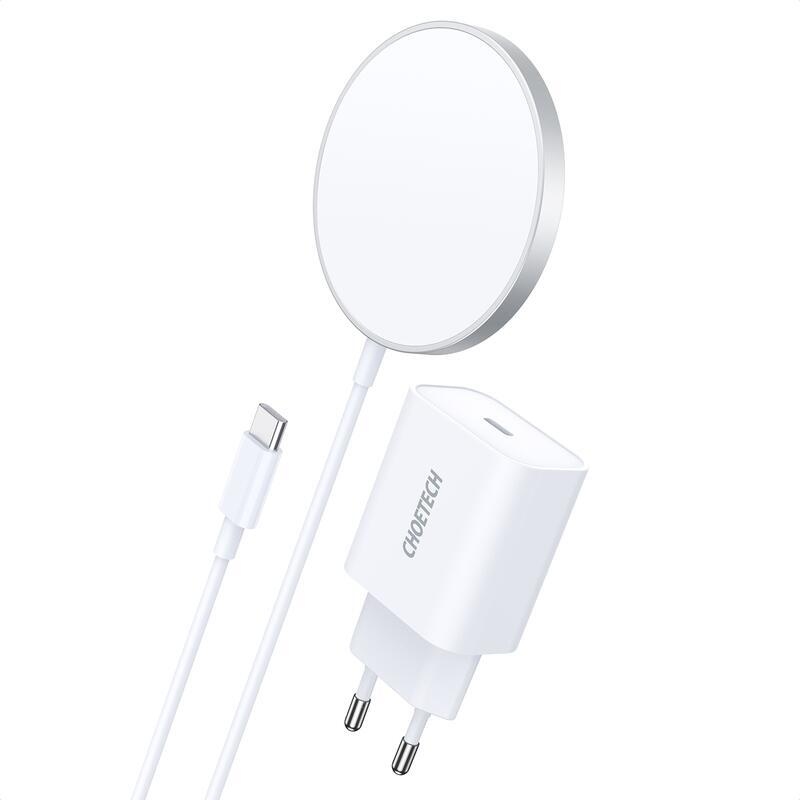 Nabíječka Choetech (T517-F) s MagSafe + síťový adaptér - bílá
