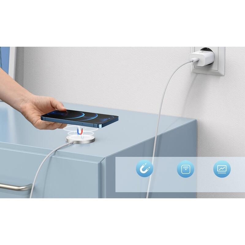 Nabíječka Choetech (T517-F) s MagSafe + síťový adaptér - bílá