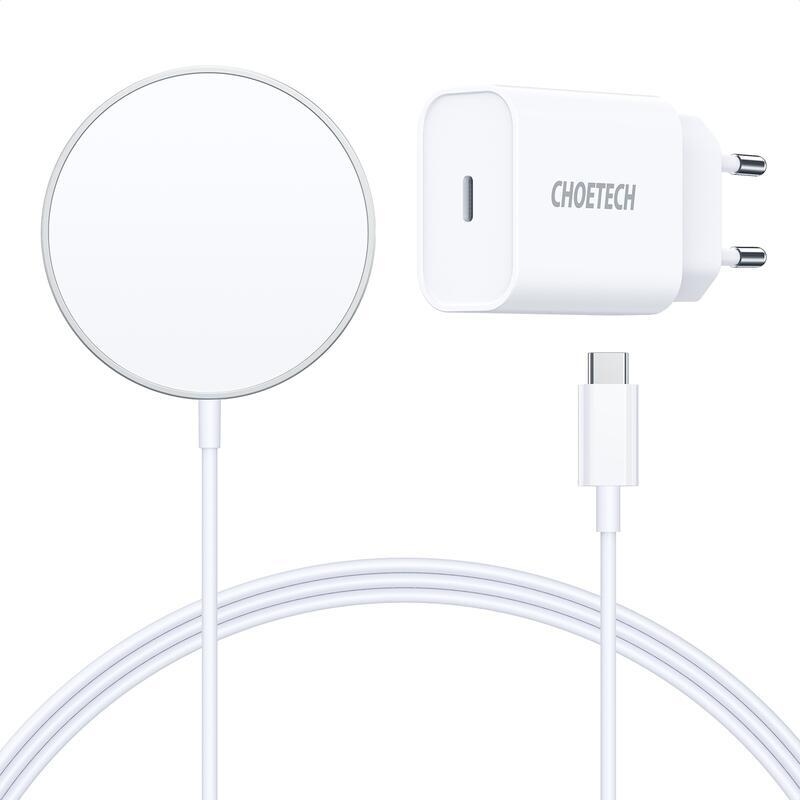 Nabíječka Choetech (T517-F) s MagSafe + síťový adaptér - bílá