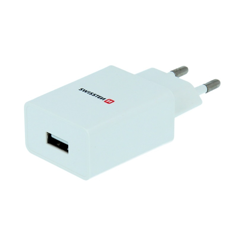 Nabíječka Swissten Smart IC 1x USB 1A + kabel USB/Typ-C 1,2m - bílá