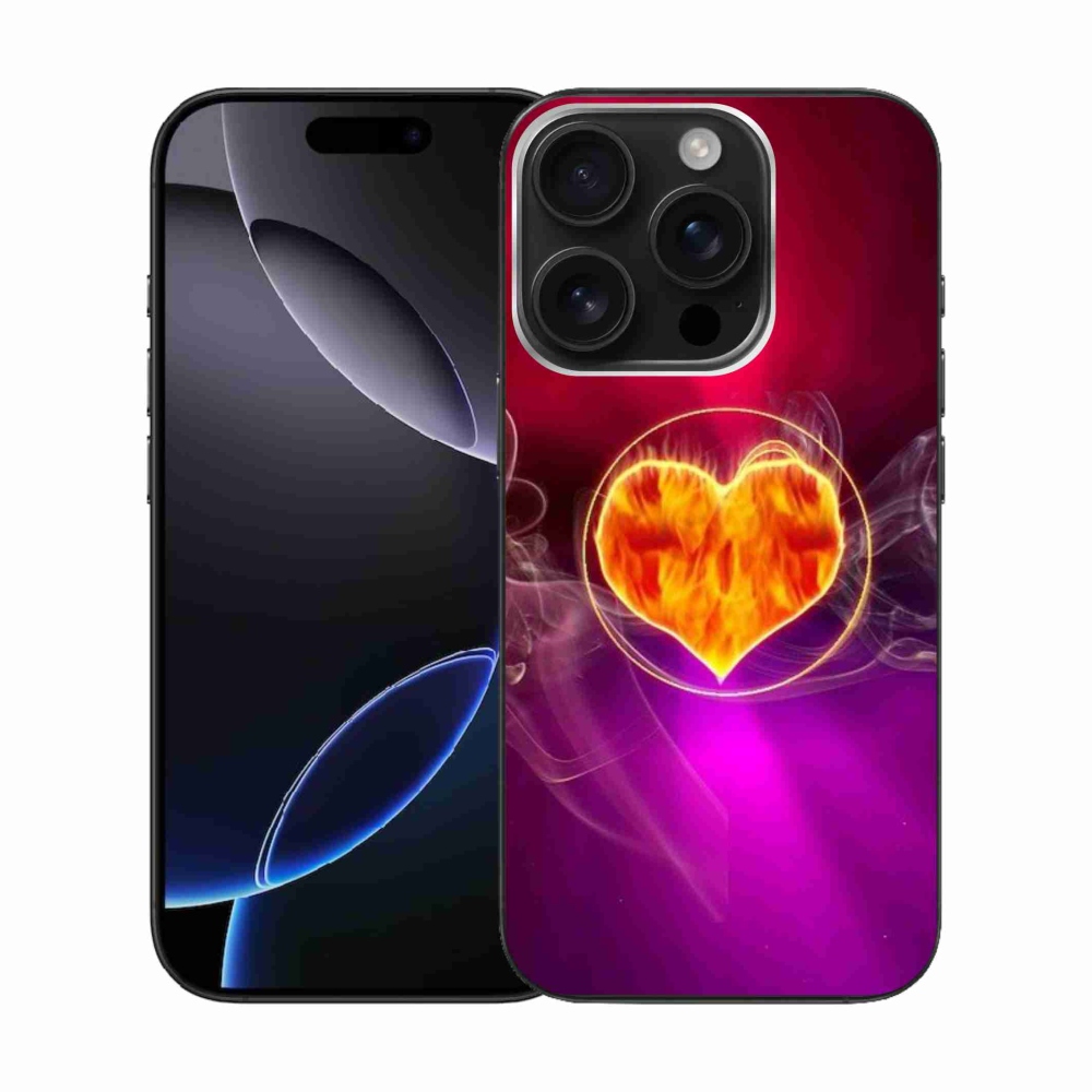 Gelový kryt mmCase na iPhone 16 Pro - ohnivé srdce