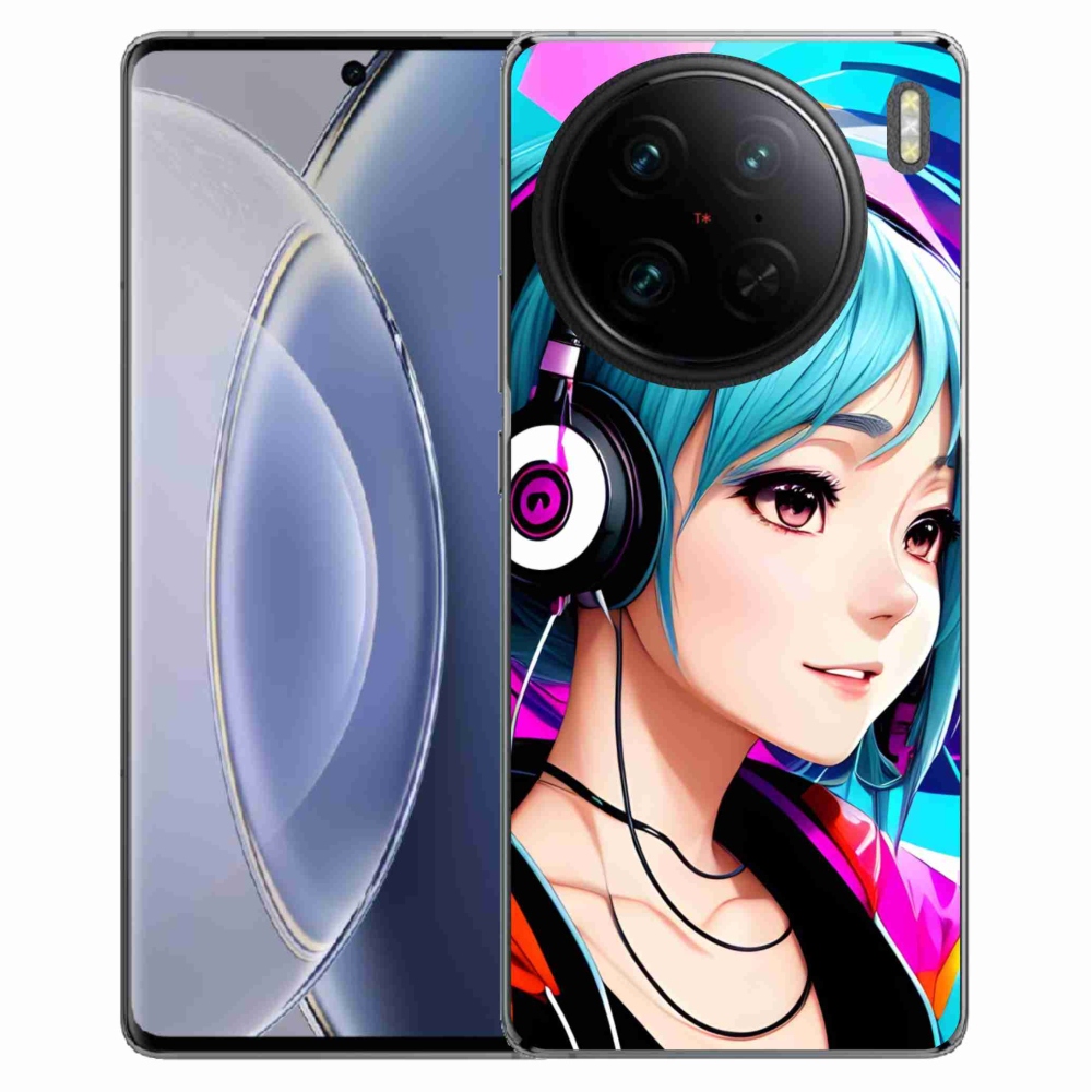 Gelový kryt mmCase na Vivo X90 Pro - dívka se sluchátky