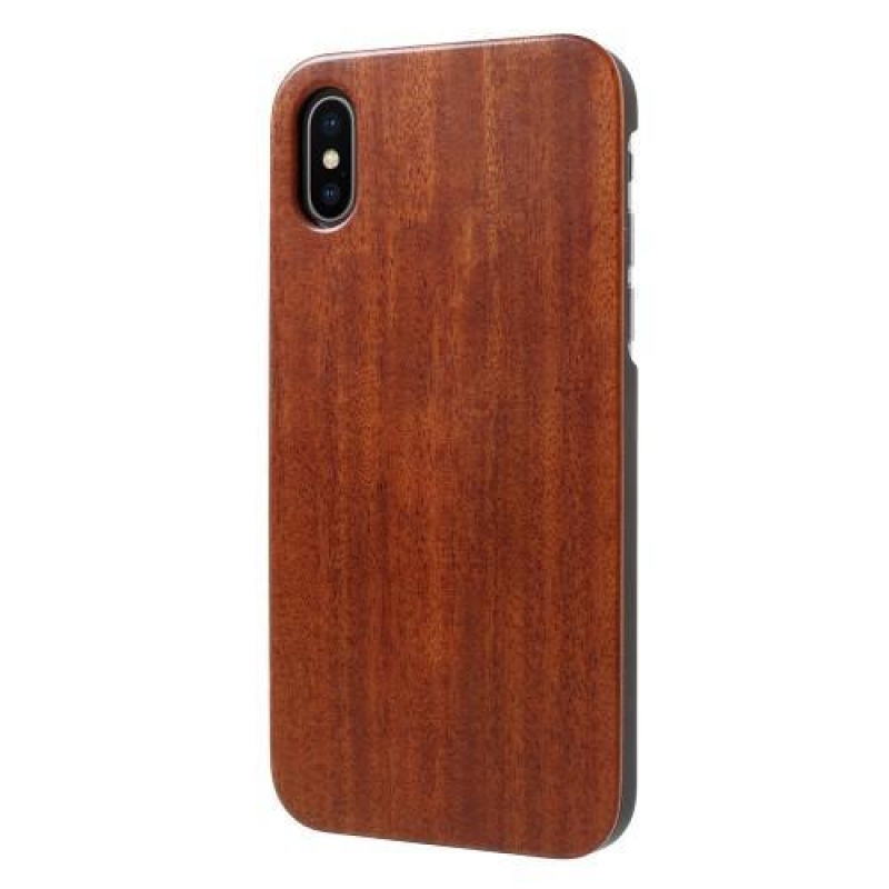 Natur plastový obal s Dřevěnými zády na iPhone X - růže