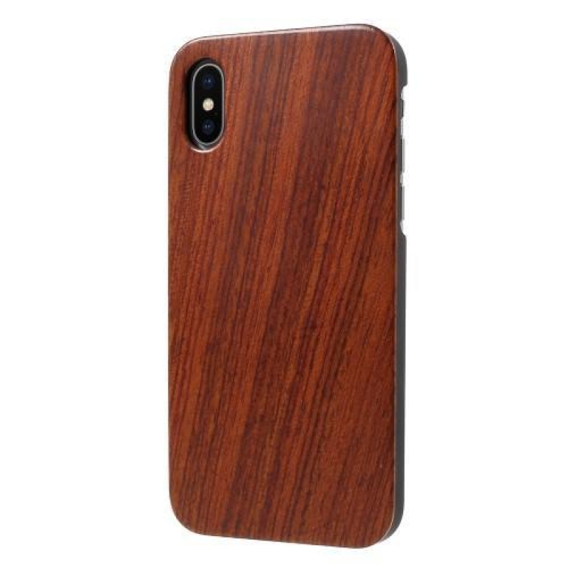 Natur plastový obal s dřevěnými zády na iPhone X - růže s texturou