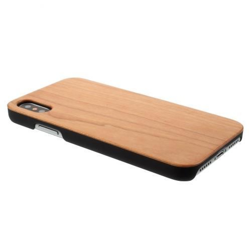 Natur plastový obal s Dřevěnými zády na iPhone X - třešeň