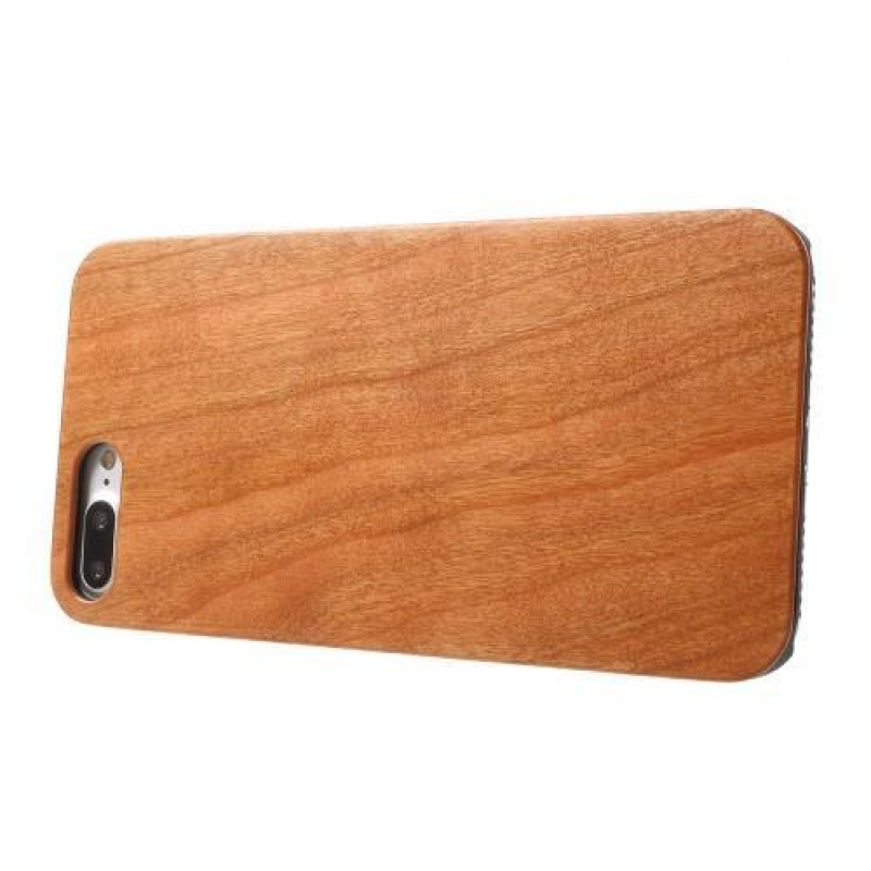 Natural plastový obal s Dřevěnými zády na iPhone 7 Plus a iPhone 8 Plus - hnědý