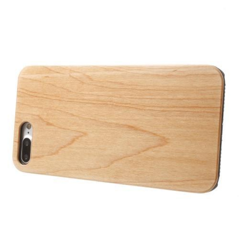 Natural plastový obal s Dřevěnými zády na iPhone 7 Plus a iPhone 8 Plus - světlehnědý